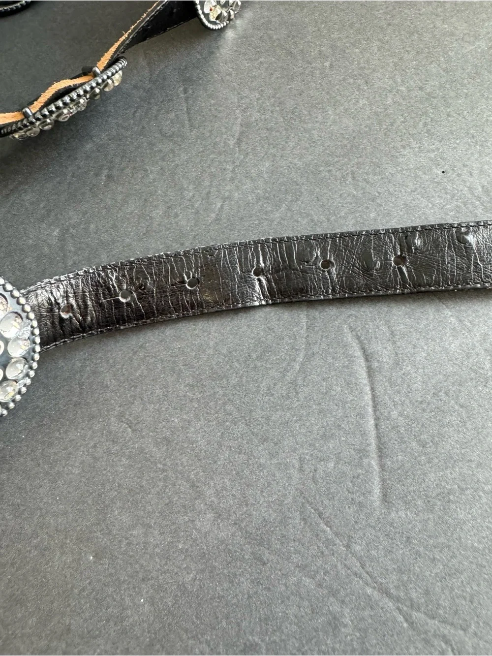 Tony Lama Crystal Concho Belt Black Exotic Leather Cowgirl Festival Western L